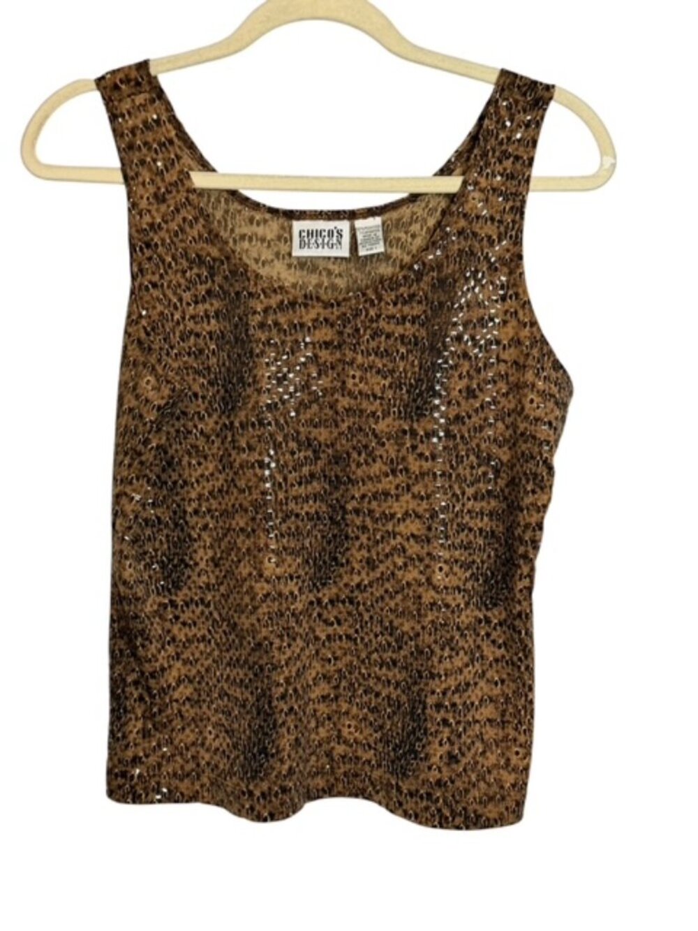 Chico's Tank Top Women's Medium Vintage Sequins Party Animal Print Chicos 1